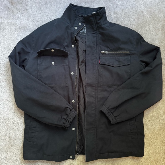 Levi's Mock Collar Utility Jacket Men's Medium Black - Picture 1 of 8